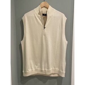 Callaway Golf Mens Quarter Zip Vest Cream 100 Cotton Sport Size L